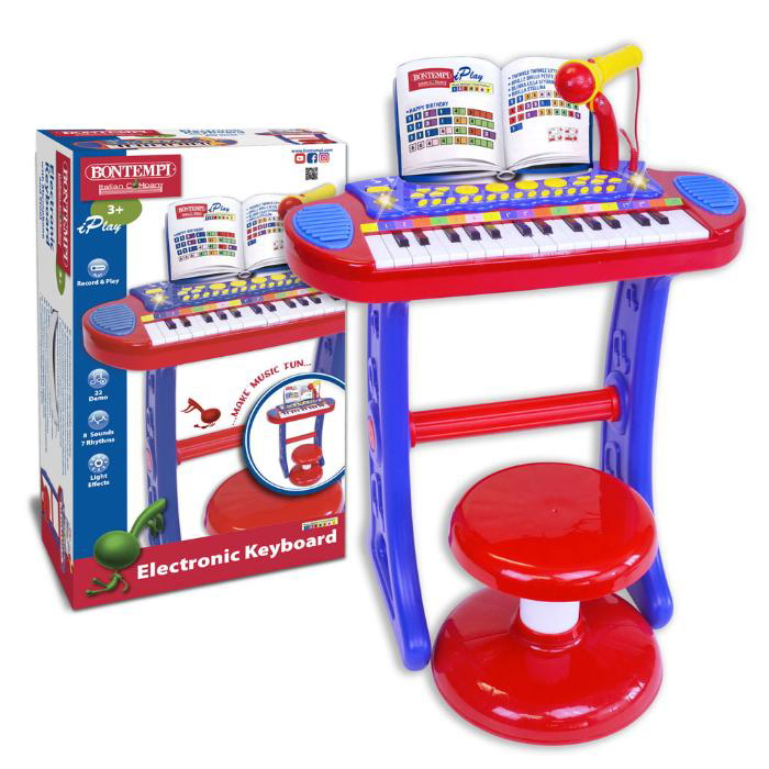 Bontempi Elektronisk keyboard sæt m. mikrofon, stativ og skammel