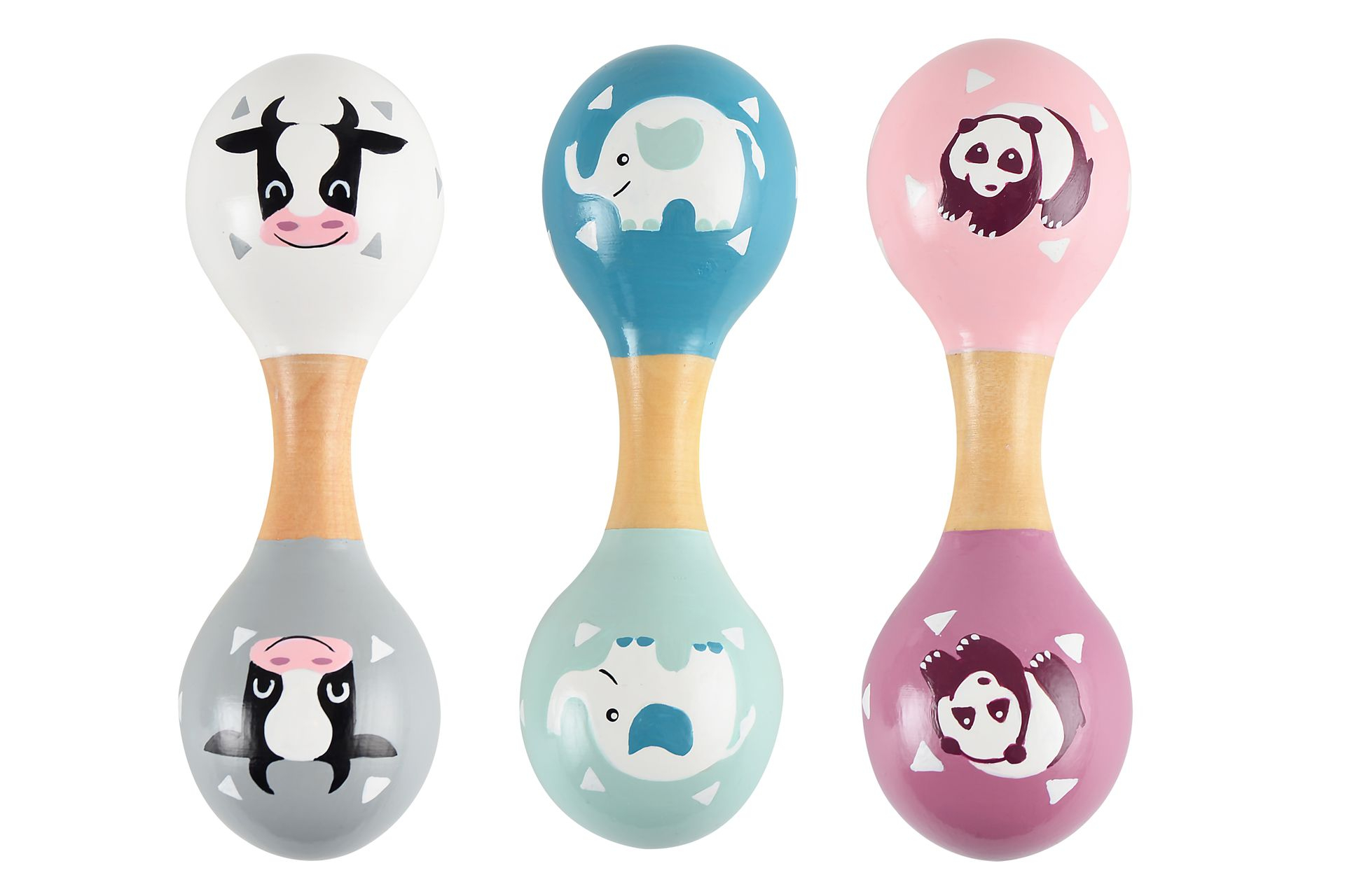 Magni Dobbelt maracas med panda - lyserød