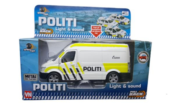 Dansk udrykningskøretøj - Politi Salat-fad - m. lys og lyd