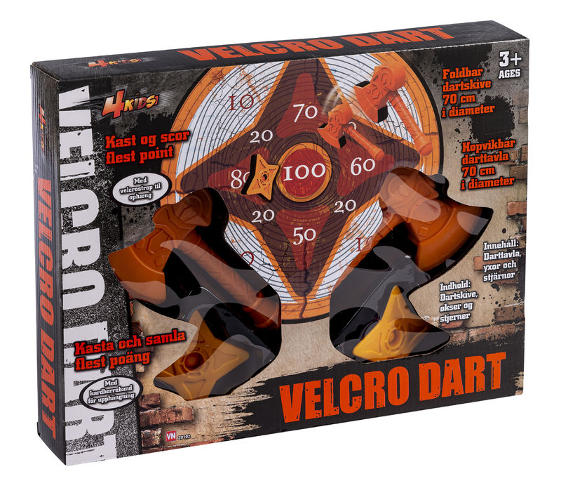 4-kids Velcro Dart m. økser og kastestjerner - Ø 70 cm
