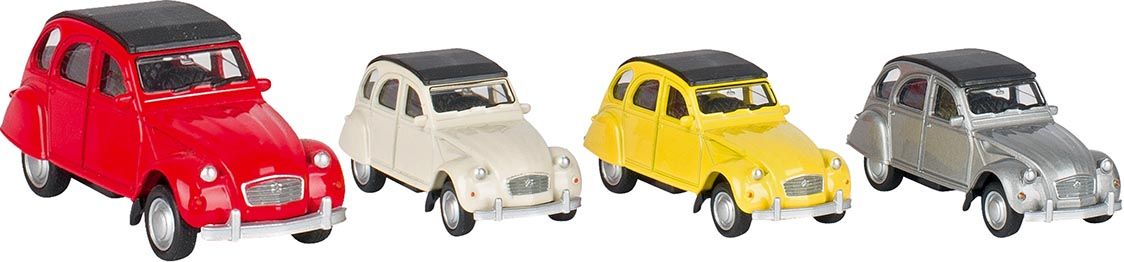 Citroen 2CV die-cast m. Pull back 1:60 - Assoterede