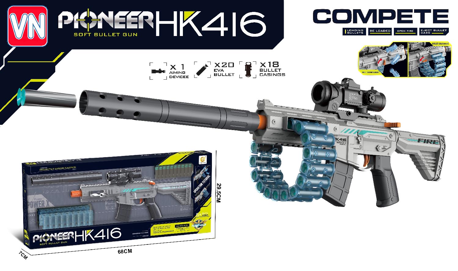 Pioneer HK416 soft bullet sniper gevær