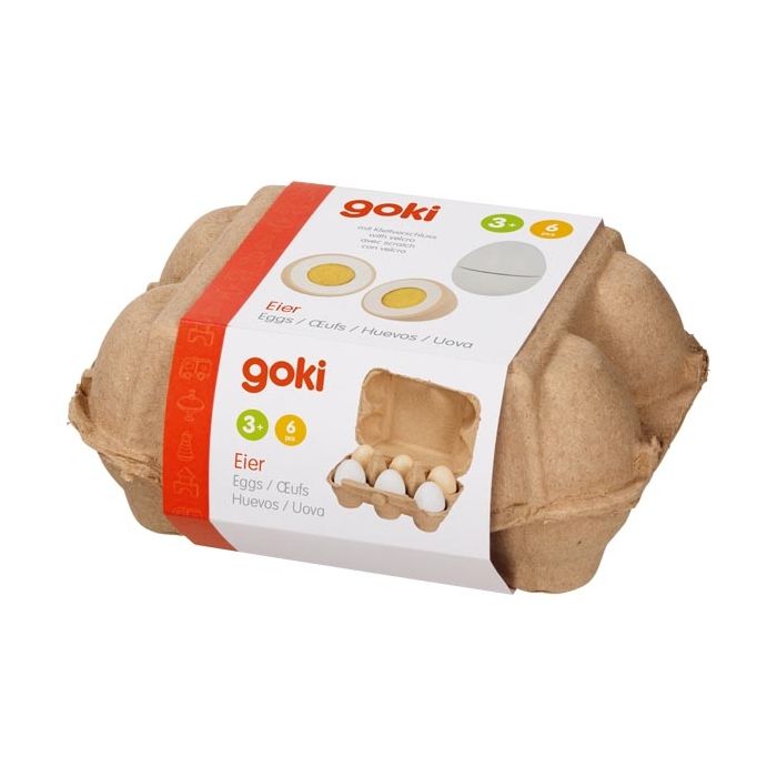 Goki Æg med velcro i bakke - 6 stk.
