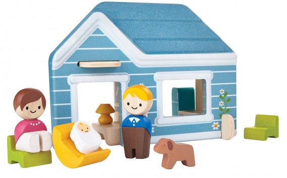 Plantoys Hus med mor, far, hund og baby