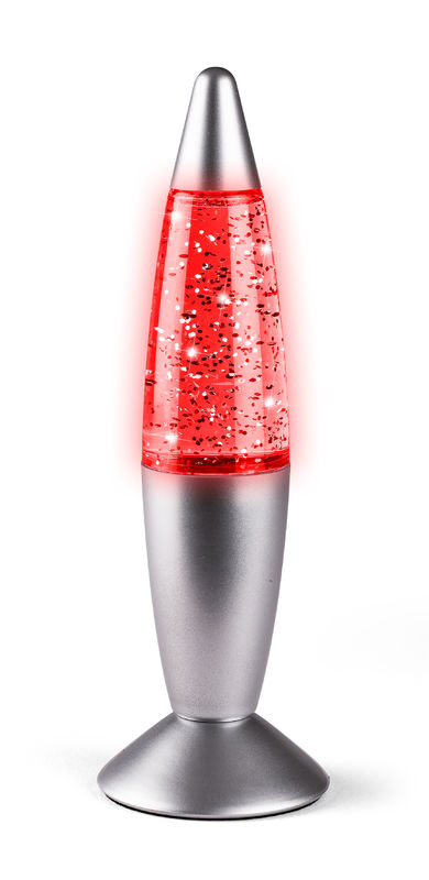 Lavalampe Glitter 19 cm - skifter mellem 4 farver