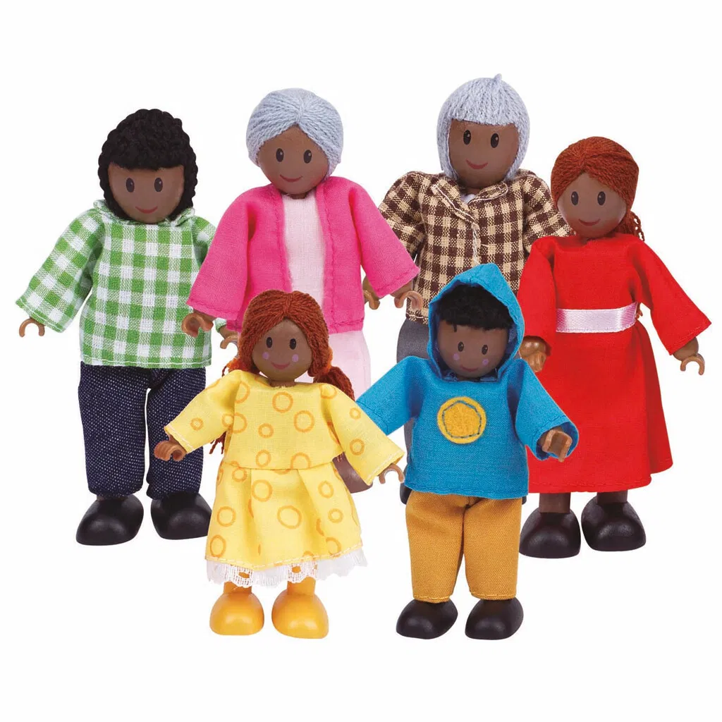 Hape Happy Family African American - 2 voksne og 4 børn