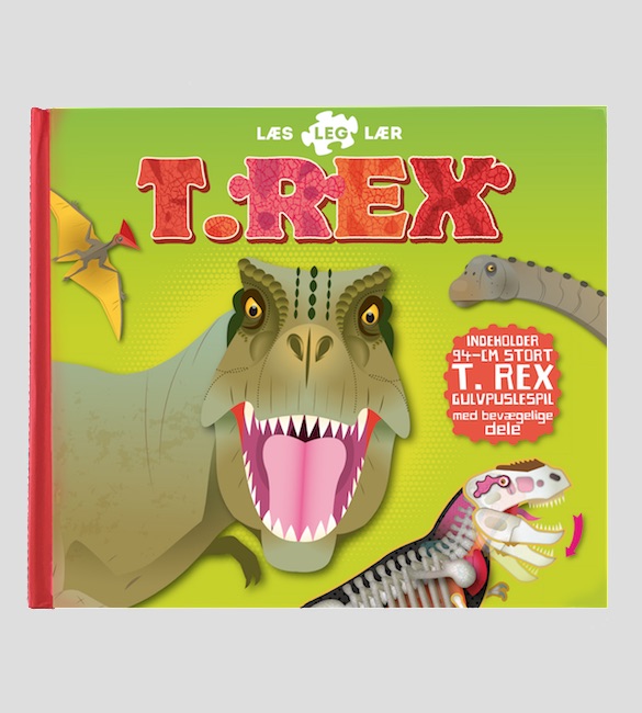 T-Rex Læs leg lær - Børnebog inkl. Gulv puslespil