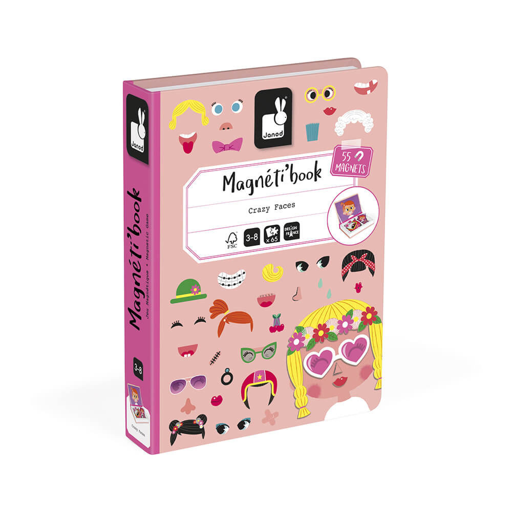 Janod Magneti'Book - Girl's Crazy Faces - 55 magnets