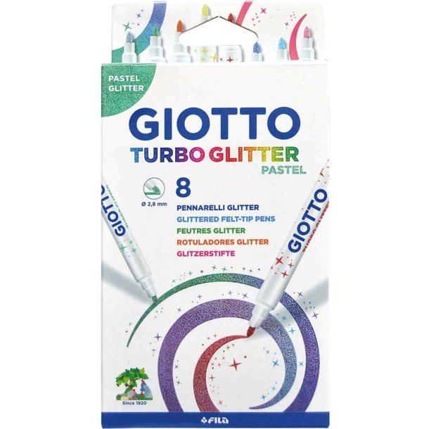 GIOTTO Turbo Glitter tusser 8 stk.PASTEL