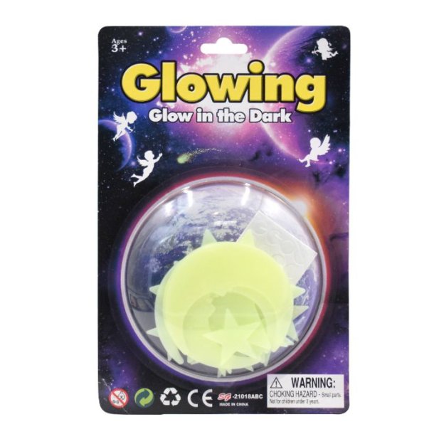 Glow in the dark mne og stjerner til loftet - 15 stk.