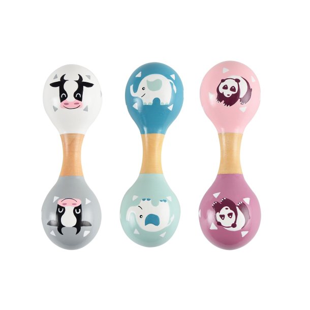 Magni Dobbelt maracas med panda - lyserd