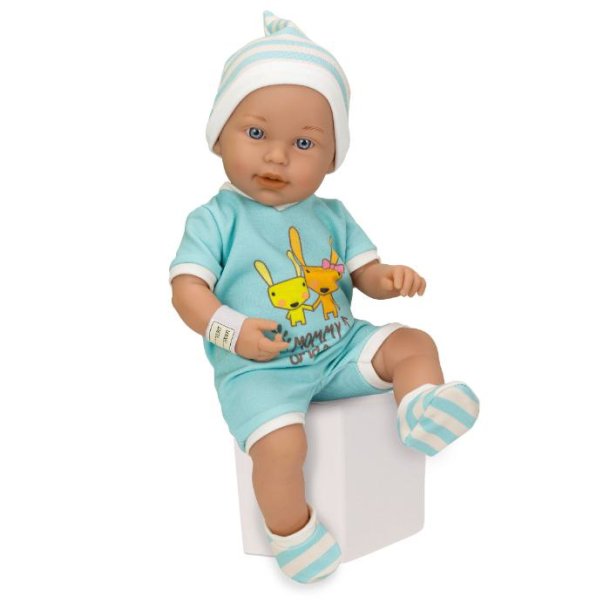 Baby drengedukke m. hrd krop m/pyjamas, 42 cm