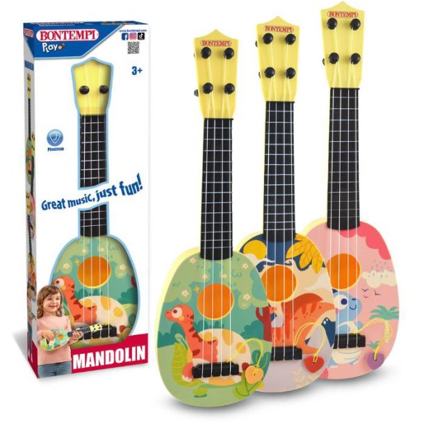 Mandolin m. 4 strenge &amp; plektrum - Assorterede