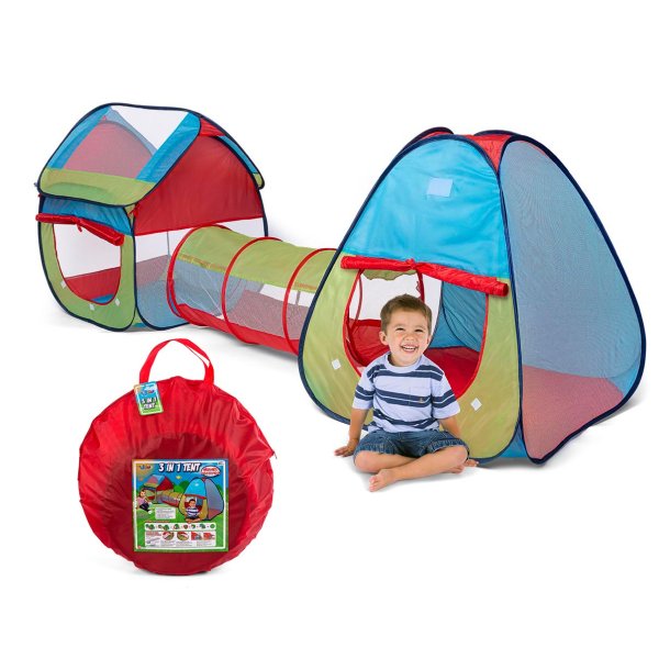 4-kids 3-i-1 Pop-Up telt st - 2 telte og tunnel