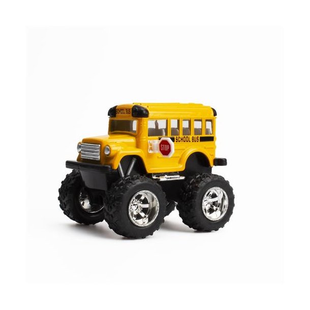 Skolebus monster-truck med pull-back