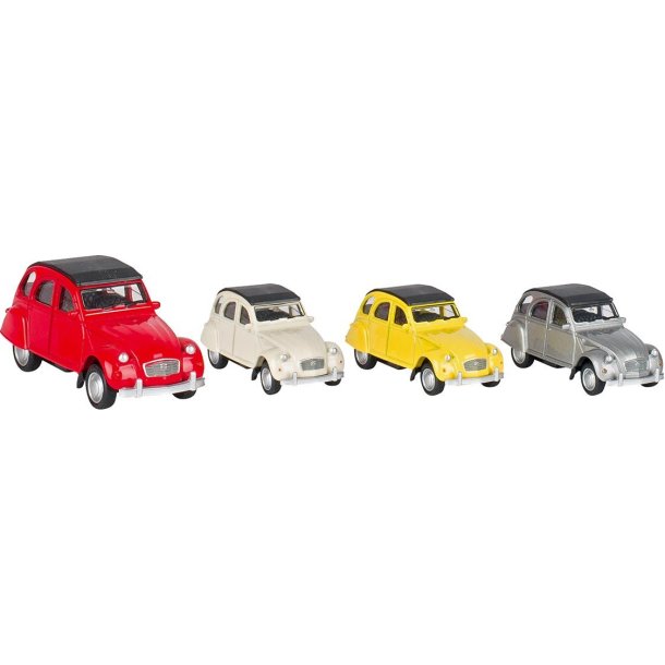 Citroen 2CV die-cast m. Pull back 1:60 - Assoterede