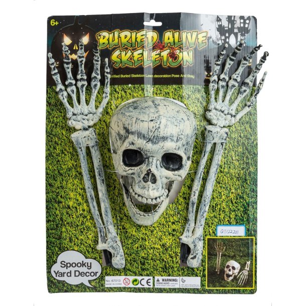 Skelethoved og knogler til Haven - Halloween