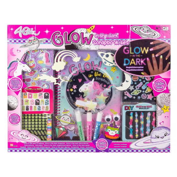 4-Girlz Enhjrning Glow in the Dark - scrapbogsst - 160 dele