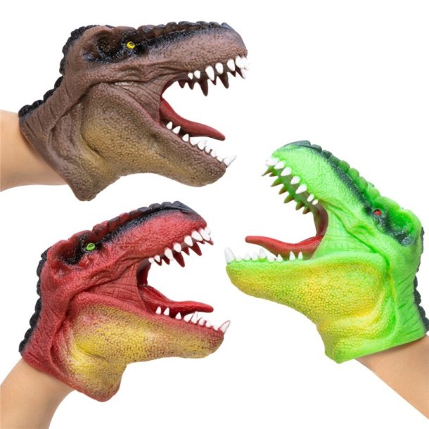 Dinosaur Hnddukke i Gummi - Assorterede