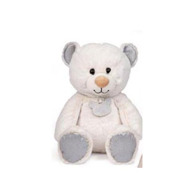 Kiddy bamse i hvid med slv glimme-36 cm