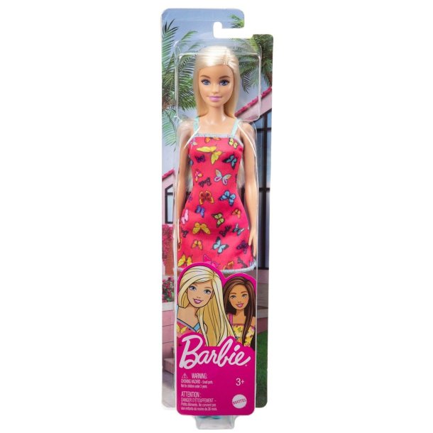 Barbie- Dukke  med sommerfugle kjole-Pink