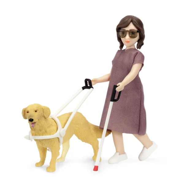 Lundby dukke med blindstok og hund