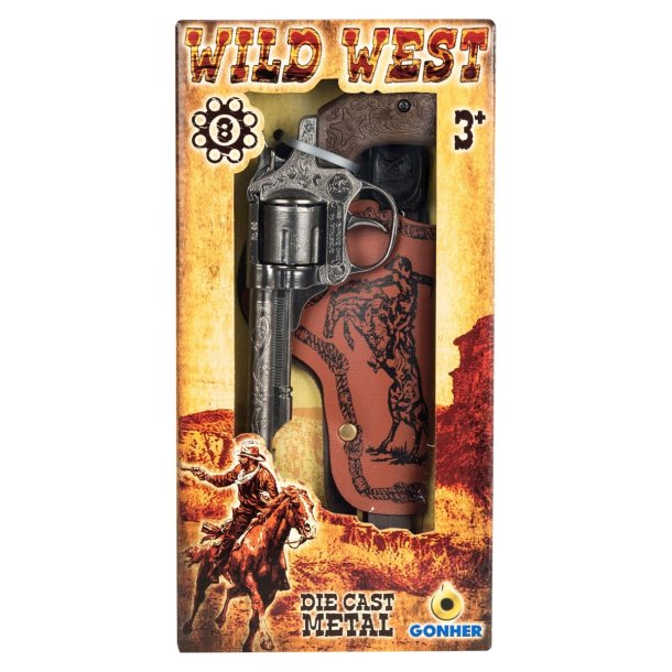 Gonher Wild West Metal Pistol m. skede - legetj