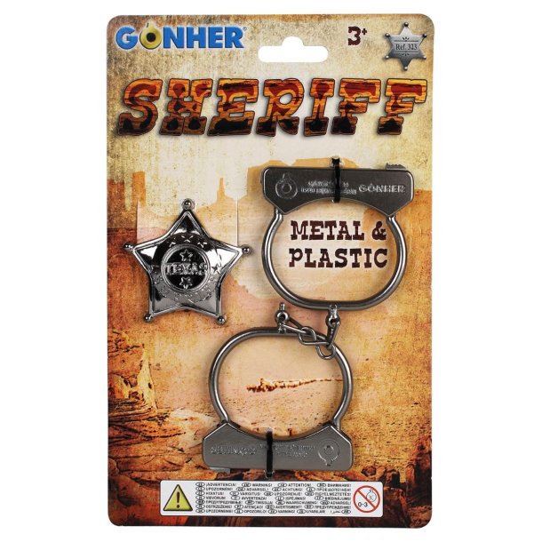 Gonher sherif hndjern og stjerne i metal til brn
