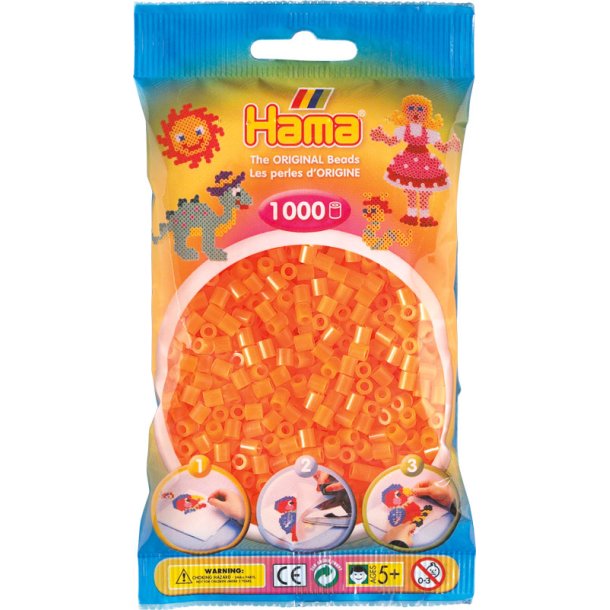 Hama perler - midi - 1000 stk - neon orange 38