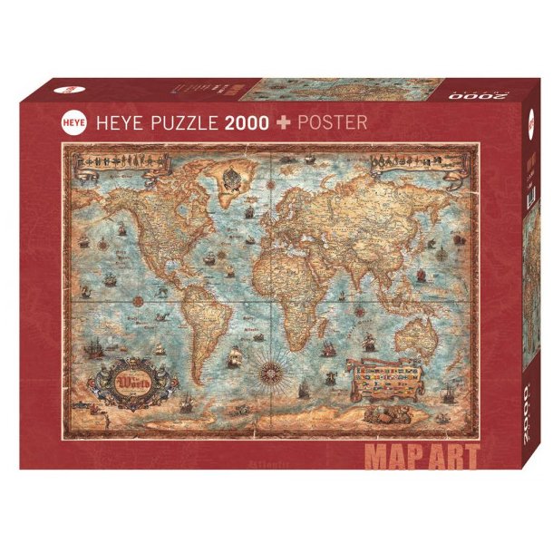 Puslespil - The World - m. 2000 brikker - Heye 