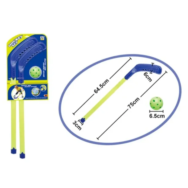 HOCKEY ST M/PUCK &amp; BOLD, BL/GRN, 71 CM