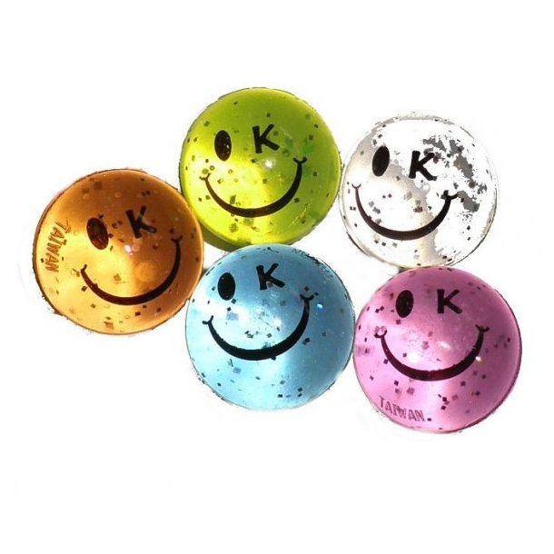 Smiley Hoppebold Med Glimmer -  3,5 cm