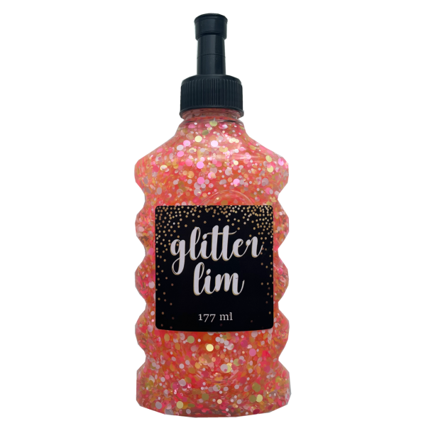 Glitterlim grov glitter, Orange, 177ml