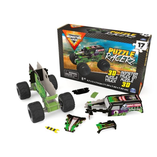 Monster Jam 3D Puslespil Grave Digger m. 17 brikker