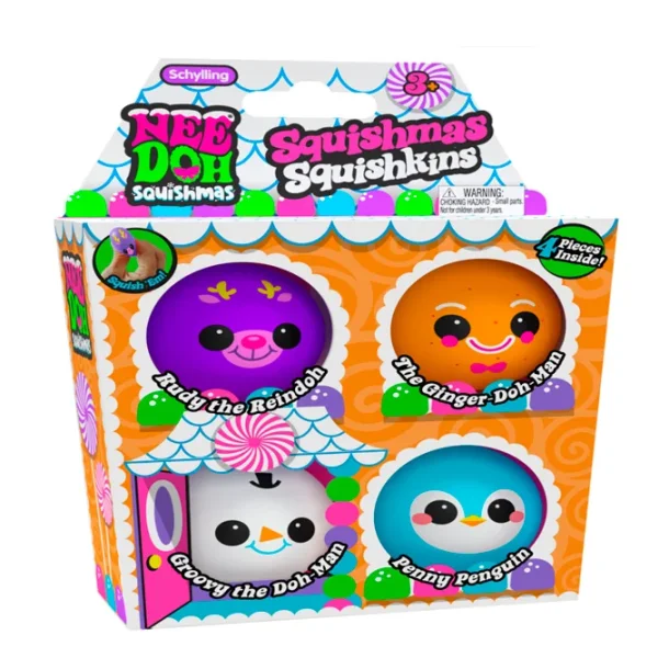 NeeDoh Fidget Bolde - Squishmas Squishkins 4-pak