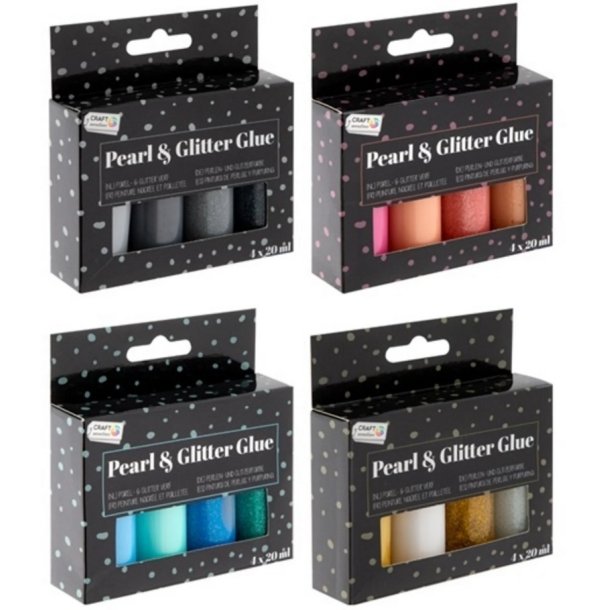 4 flasker pearl and glitter glue, 4 asso