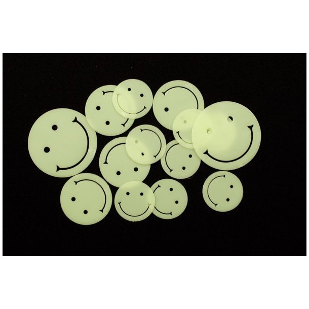 Glow in the dark smileys til loftet - 14 stk.