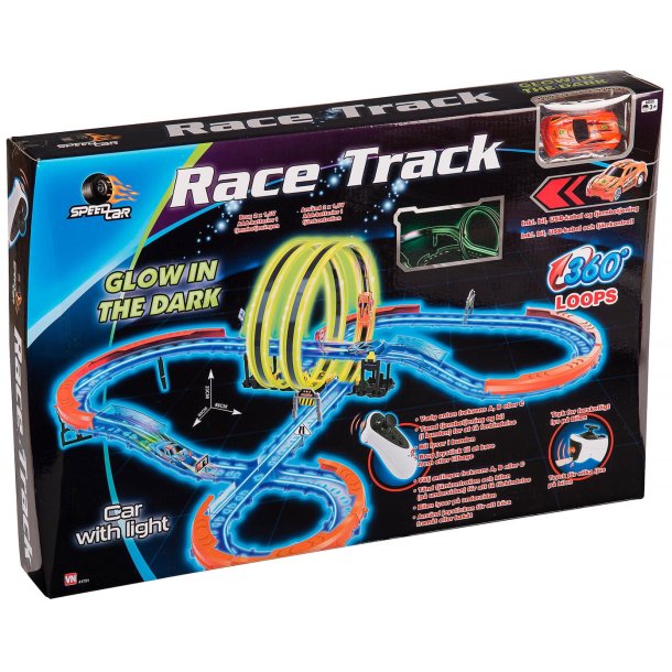 SpeedCar Race Track m. 2 Loop og 1 fjernstyret bil
