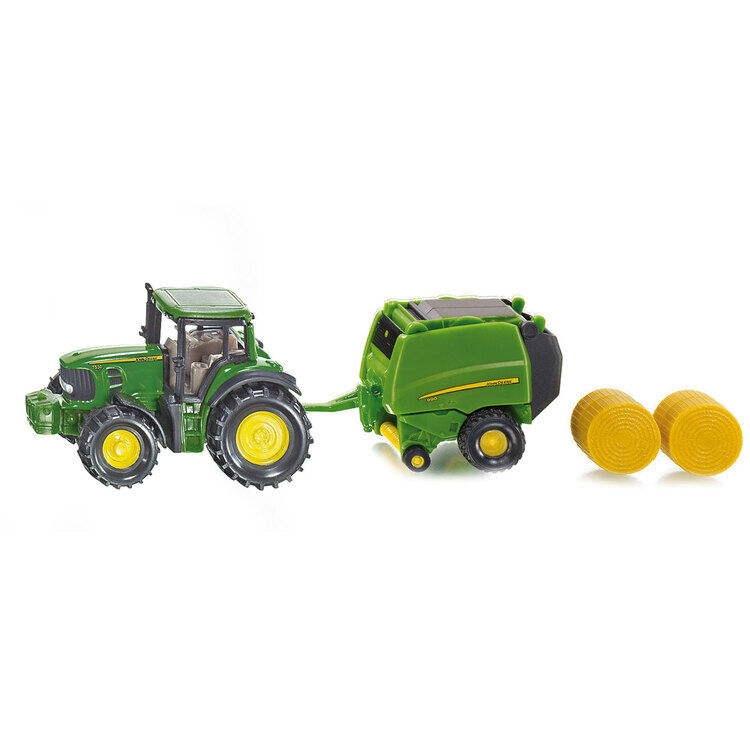 siku JD Traktor med Rundballepresser 1:64