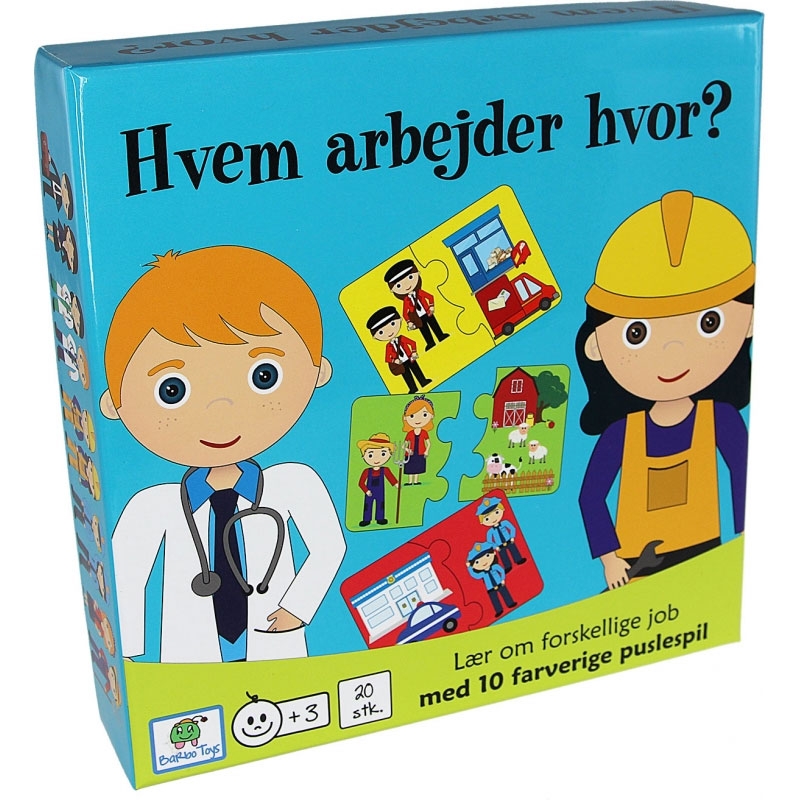 Hvem arbejder hvor - puslespil m. 20 brikker