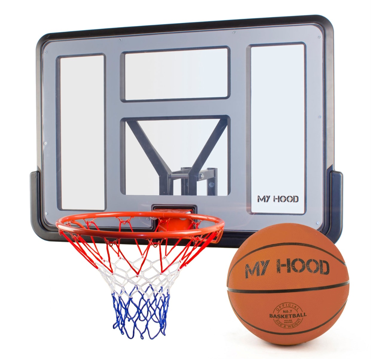 My Hood Basketkurv på plade med basketbold nr. 7 - officiel størrelse