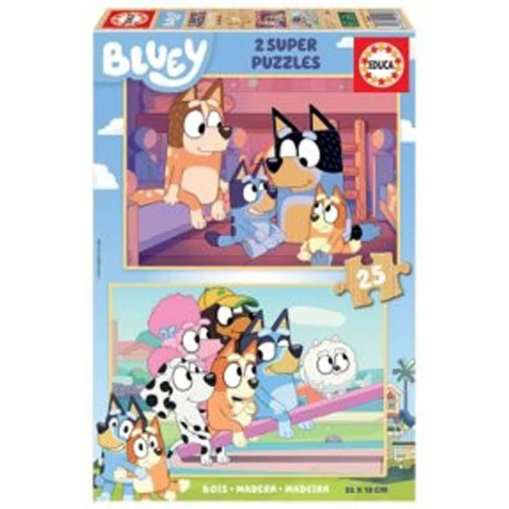 Educa Bluey puslespil i træ-  2 x 25 brikker