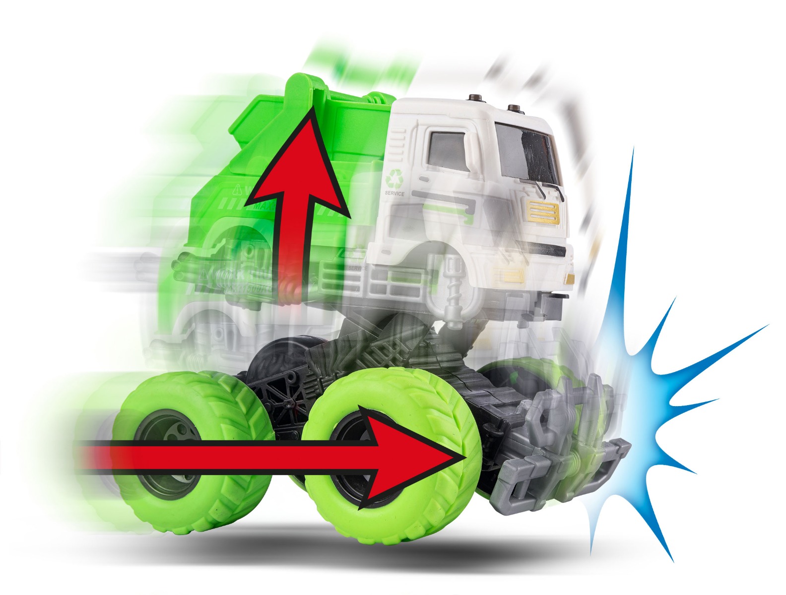 SpeedCar Monster truck - Sæt med 2 stunt-monstertrucks i grøn