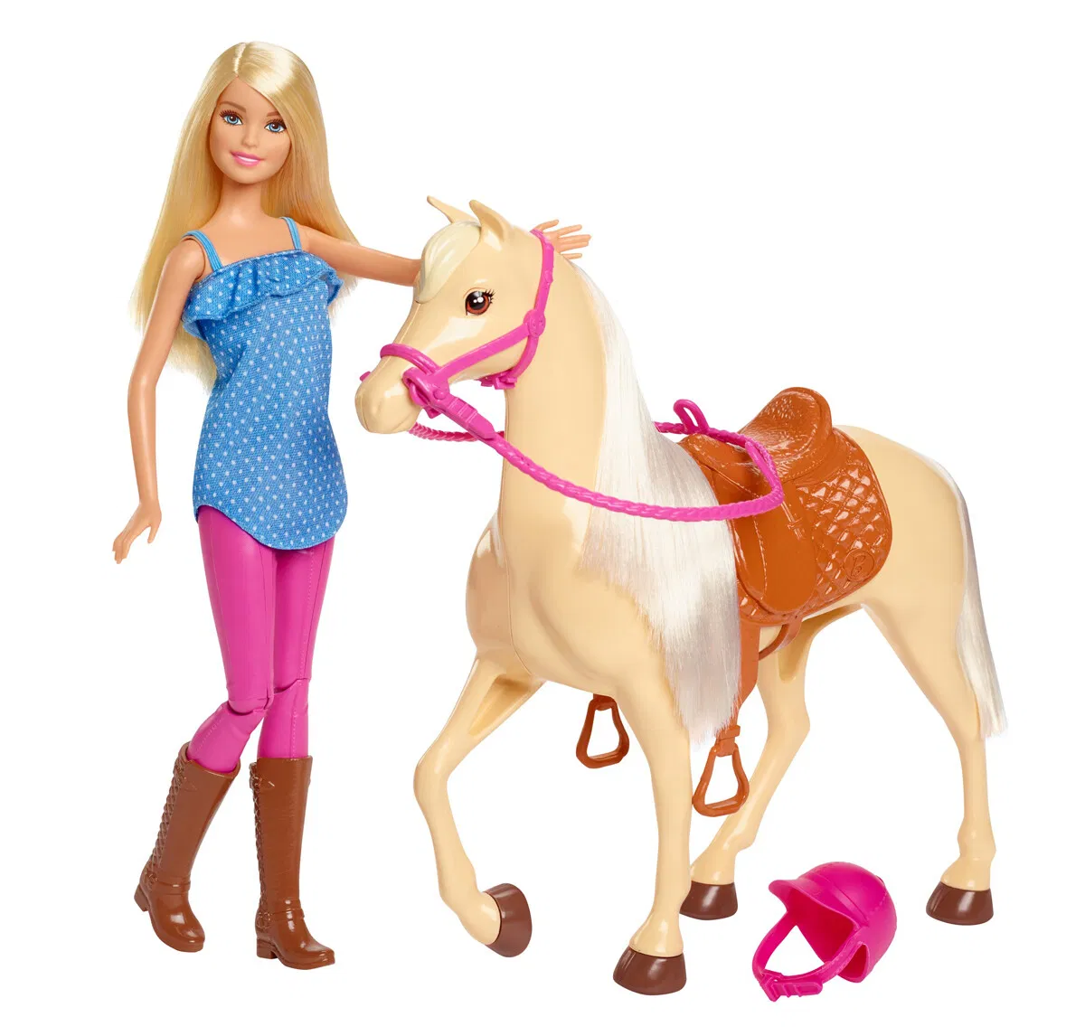 Barbie dukke sæt m. flot hest med saddel og hovedtøj
