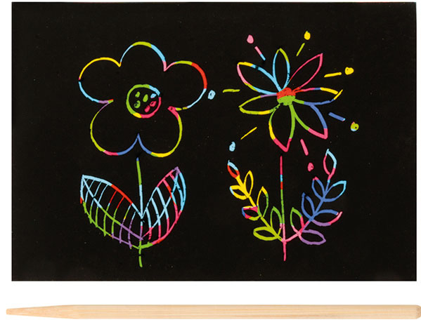 Magisk Scratch Art papir og pinde - Sæt med 10 stk.