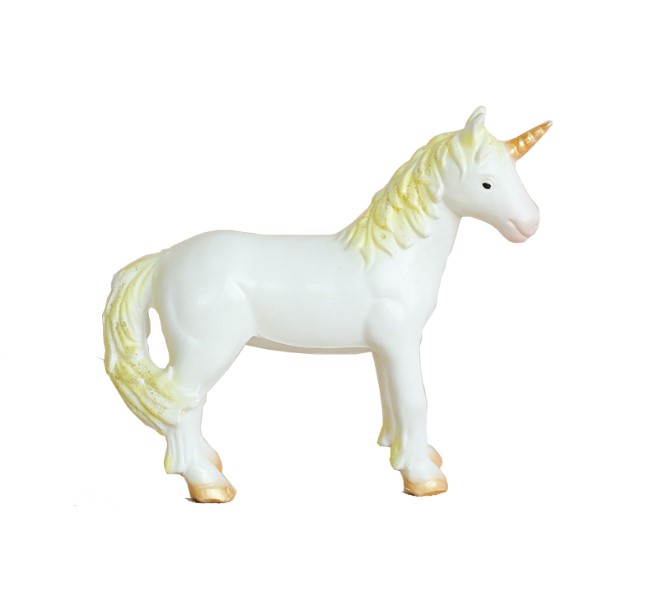 Enhjørning med nuancer af Guld - Green Rubber Toys - H.14 cm