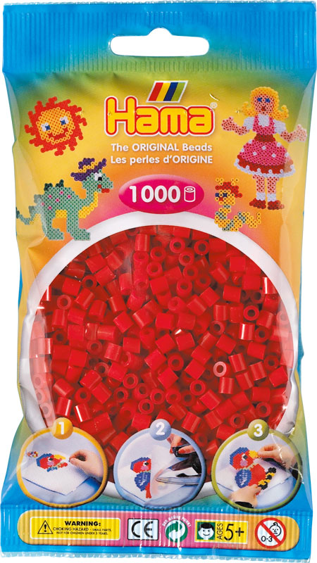 Hama perler - midi - 1000 stk - mørkerød 22