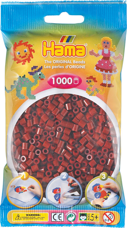 Hama perler - midi - 1000 stk - rødbrun 30