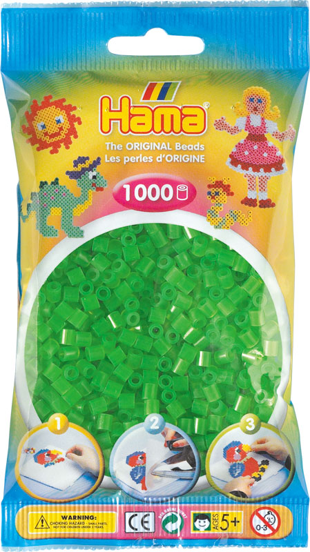 Hama perler - midi - 1000 stk - neon grøn 37