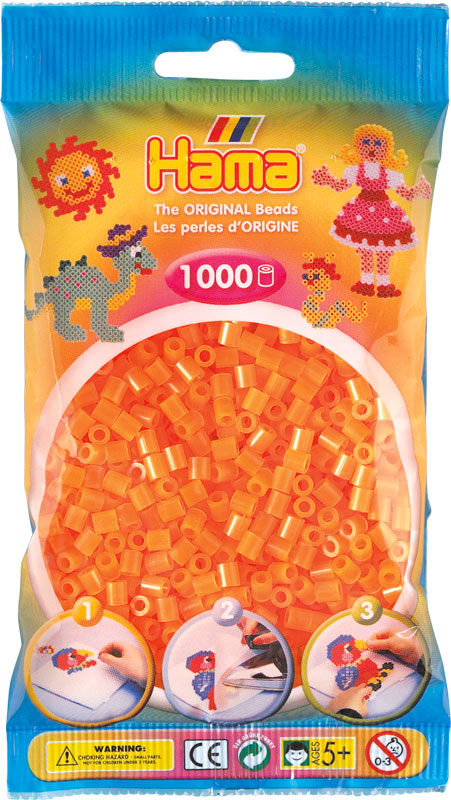 Hama perler - midi - 1000 stk - neon orange 38